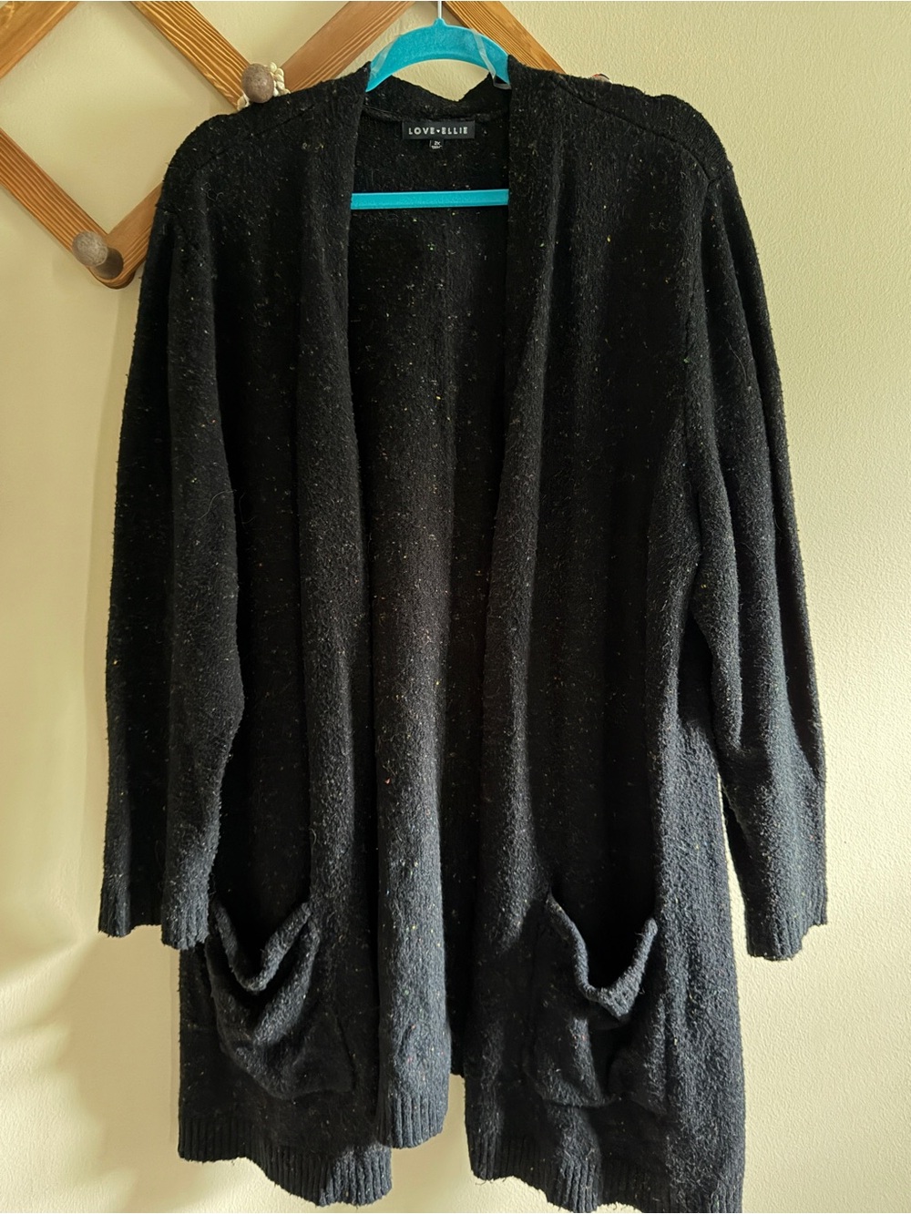 Love + Ellie Black Open-Front Pocket Cardigan